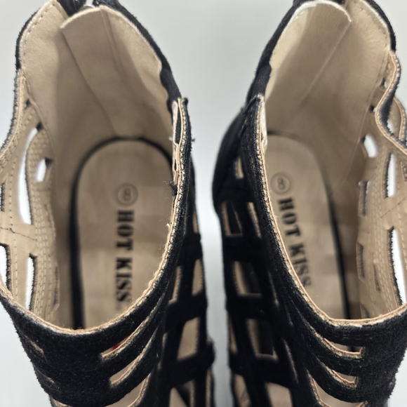 Hot Kiss Women's Black Casey Cutout Gladiator Heel Sandals Pumps 8 - Picture 7 of 10